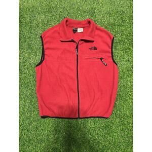 Vintage The North Face Fleece Sweater Vest Jacket Made in USA Red Adult L